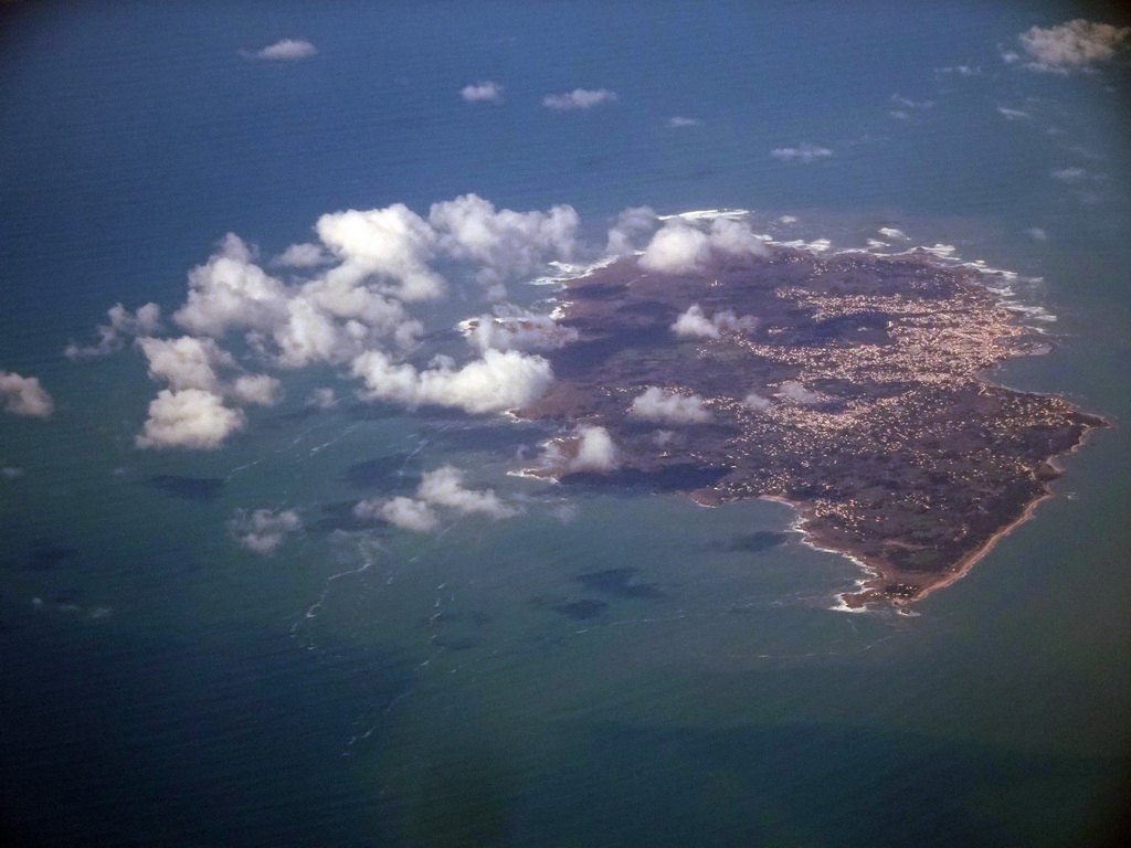 The Île d`Yeu island in France, viewed from the airplane from Rotterdam