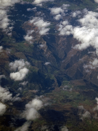 Mountains at the Les Ubiñes-La Mesa Natural Park in Spain, viewed from the airplane from Rotterdam