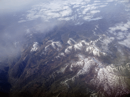 Mountains at the Somiedo Natural Park in Spain, viewed from the airplane from Rotterdam