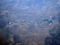 The Encoro de Prada reservoir in Spain, viewed from the airplane from Rotterdam