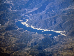 The Encoro das Portas reservoir in Spain, viewed from the airplane from Rotterdam