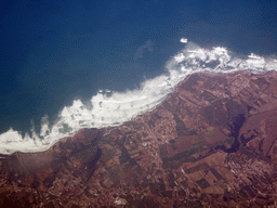 Coastline south of the city of Peniche in Portugal, viewed from the airplane from Rotterdam