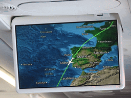 Screen in the airplane from Rotterdam with route information