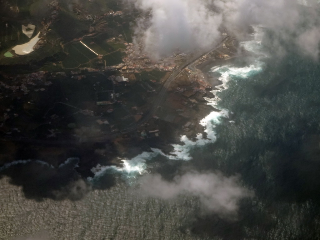 North side of the island of Gran Canaria with the town of Bañaderos, viewed from the airplane from Rotterdam