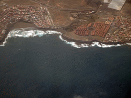 Coast and hotels at the town of La Garita, viewed from the airplane from Rotterdam