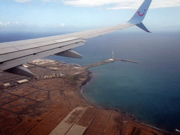 The town of Arinaga with the Punta de las Salinas peninsula, viewed from the airplane from Rotterdam