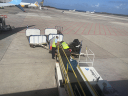 Luggage collected from the airplane from Rotterdam at the Gran Canaria Airport