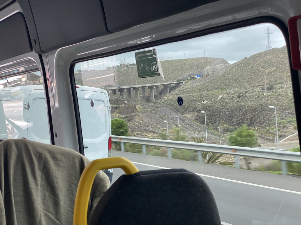 Viaduct at the south side of the city, viewed from the tour bus on the GC-3 road