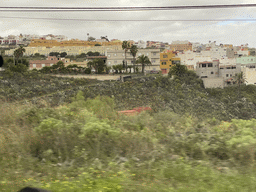Houses at the town of Tamaraceite, viewed from the tour bus on the GC-3 road