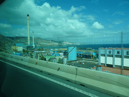 The Central Térmica de Jinámar power station, viewed from the bus from Maspalomas on the GC-1 road