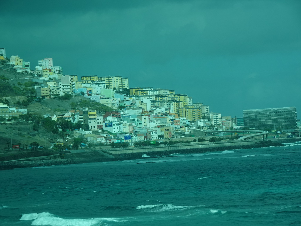 The city center and its coastline, viewed from the bus from Maspalomas on the GC-1 road