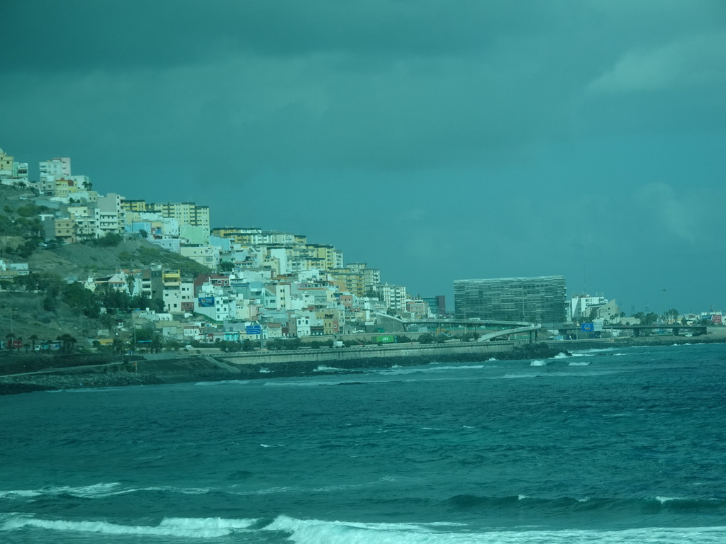 The city center and its coastline, viewed from the bus from Maspalomas on the GC-1 road