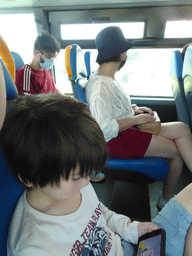 Miaomiao and Max in the bus from Maspalomas on the GC-1 road