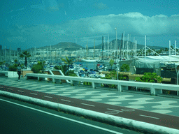 Boats in the Harbour of the Varadero Maritime Club Gran Canaria yacht club, viewed from the bus from Maspalomas on the GC-1 road