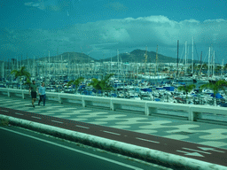 Boats in the Harbour of the Varadero Maritime Club Gran Canaria yacht club, viewed from the bus from Maspalomas on the GC-1 road