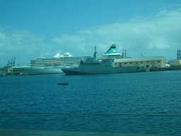 Large ships in the Harbour, viewed from the bus from Maspalomas on the GC-1 road