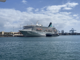 Large cruise ship in the Harbour, viewed from the Muelle de Santa Catalina street