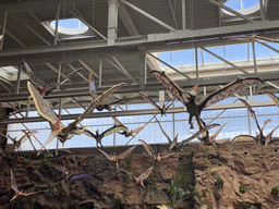 Pterodactylus statues at the upper floor of the Jungle area at the Poema del Mar Aquarium