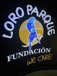 Logo of the Loro Parque Foundation at the lower floor of the Deep Sea Area at the Poema del Mar Aquarium