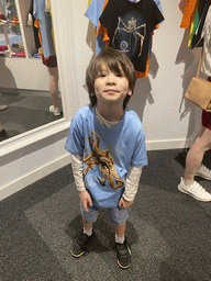 Max with an Octopus shirt at the Souvenir Shop at the Poema del Mar Aquarium