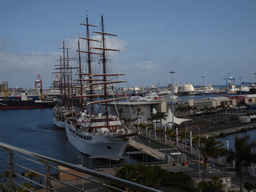 Sail boats in the Harbour, viewed from the viewing platform at the third floor of the Centro Comercial El Muelle shopping mall