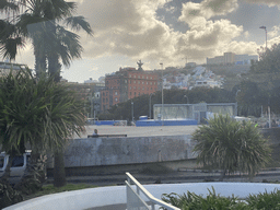 The roof of the San Telmo Bus Station and the Parque San Telmo park, viewed from the bus to Maspalomas on the GC-1 road