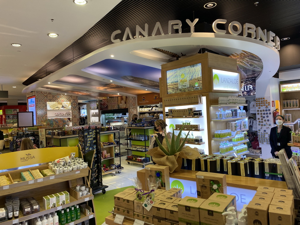 Interior of the Canary Corner souvenir shop at the Gran Canaria Airport