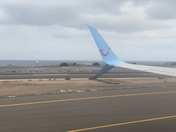 Military jet hangars at the Gran Canaria Airport, viewed from the airplane to Rotterdam