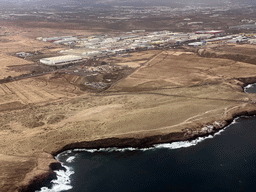 The town of El Goro and the Playa de Tufia beach, viewed from the airplane to Rotterdam