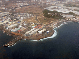 The town of Salinetas with the Playa de Salinetas beach, viewed from the airplane to Rotterdam