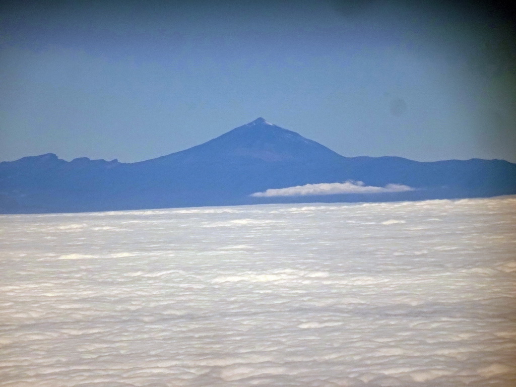 The Teide mountain on the island of Tenerife, viewed from the airplane to Rotterdam