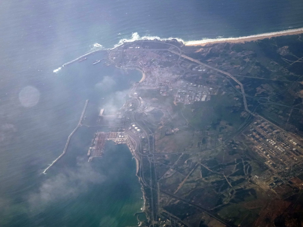 The town of Sines in Portugal, viewed from the airplane to Rotterdam