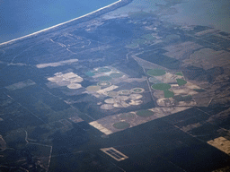 Grain circles south of the city of Setúbal in Portugal, viewed from the airplane to Rotterdam