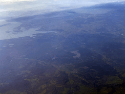 The city of Setúbal, the Sado River estuary and the Tagus River in Portugal, viewed from the airplane to Rotterdam