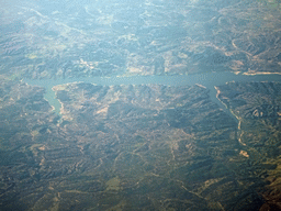 The Lago Montargil lake in Portugal, viewed from the airplane to Rotterdam