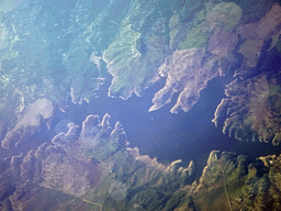 The Lago Maranhão lake in Portugal, viewed from the airplane to Rotterdam