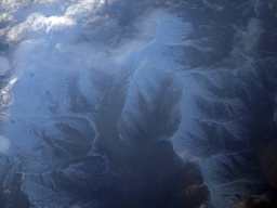 Mountains at the Picos de Europa National Park, viewed from the airplane to Rotterdam