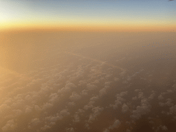 Sunset over the Atlantic Ocean, viewed from the airplane to Rotterdam