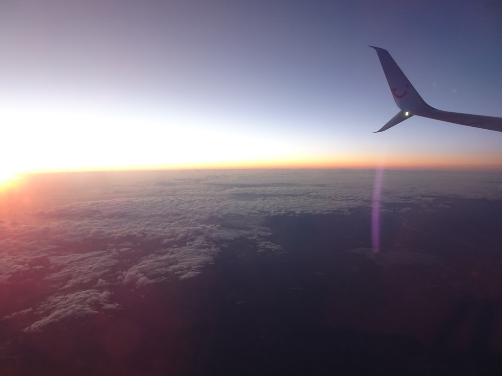 Sunset over th southwest of France, viewed from the airplane to Rotterdam
