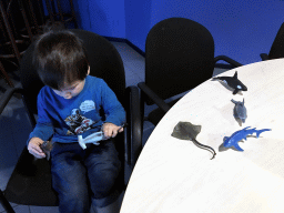 Max playing with sea animal toys at a table at the AquaZoo Leerdam