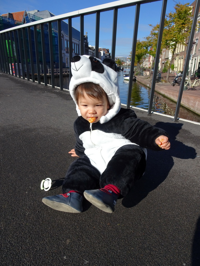 Max at the Waaghoofdbrug bridge over the Oude Rijn river