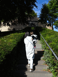 Miaomiao and Max on the southeast staircase to the Burcht van Leiden castle