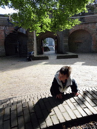 Max on a staircase at the Burcht van Leiden castle