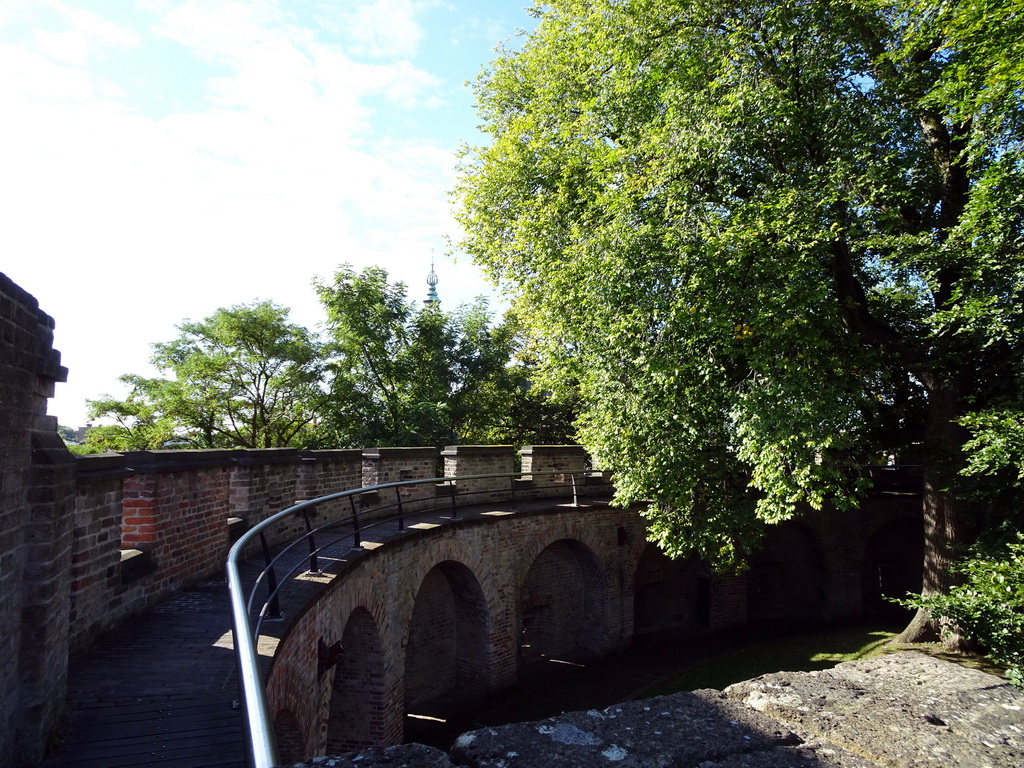 Interior of the Burcht van Leiden castle and the tower of the City Hall, viewed from the ramparts