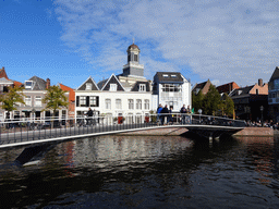 The Waaghoofdbrug bridge over the Oude Rijn river and the Hartebrugkerk church