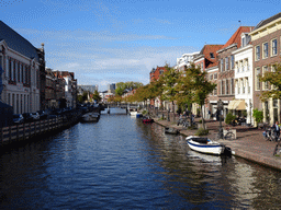 The Kippenbrug bridge over the Oude Rijn river, viewed from the Waaghoofdbrug bridge