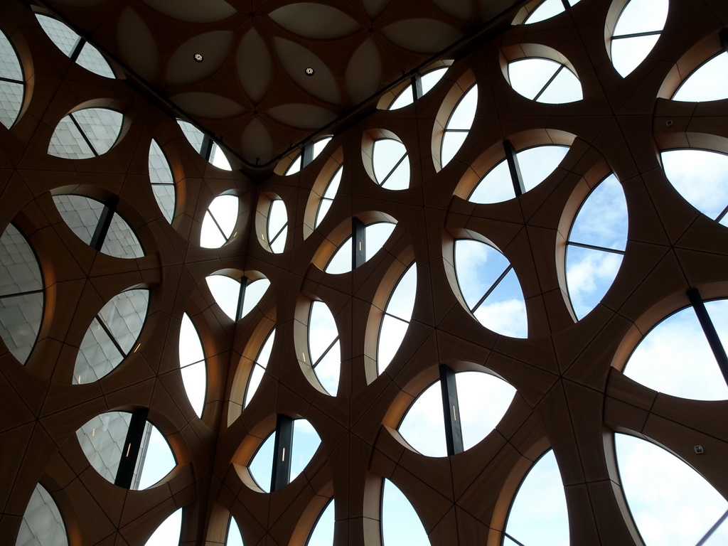 Ceiling and windows of the Naturalis Biodiversity Center, viewed from the Fourth Floor