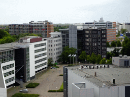 Buildings and parking lot at the Mendelweg street, viewed from the terrace at the Ninth Floor of the Naturalis Biodiversity Center