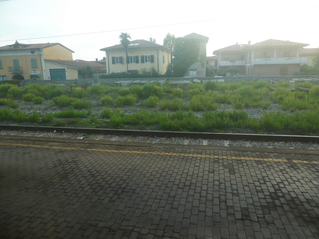 The Massa railway station, viewed from the train from Pisa