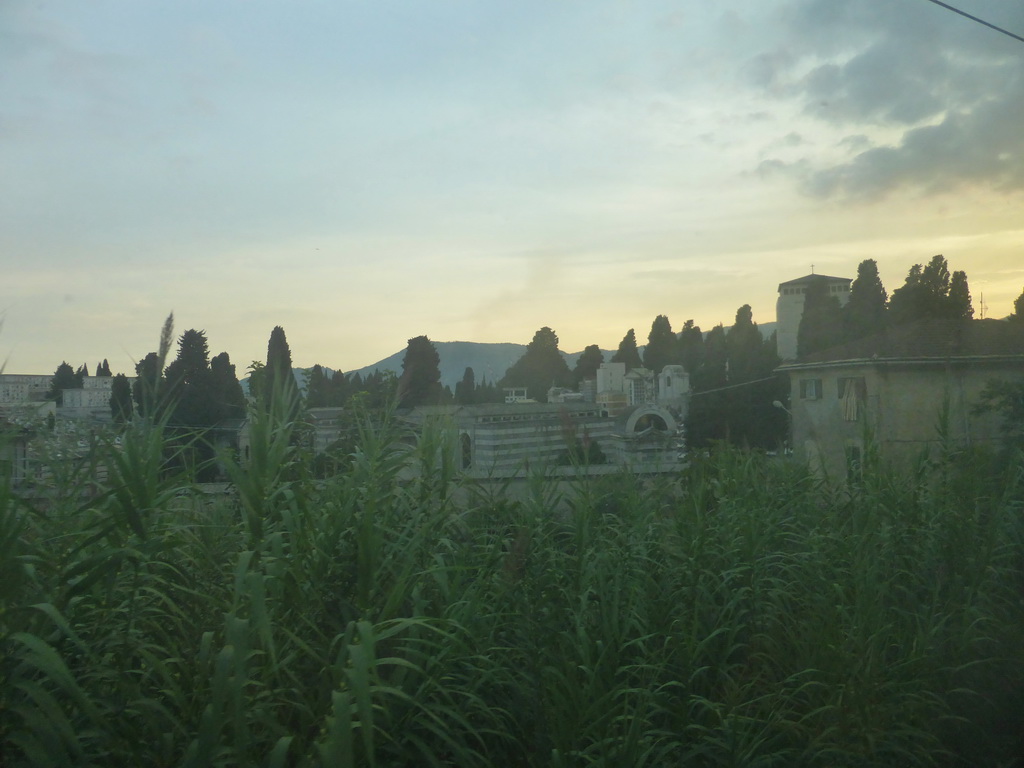 The Camposanto La Spezia cemetery at La Spezia, viewed from the train from Pisa